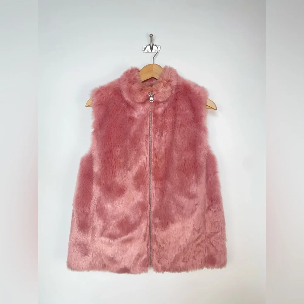 J.‎ Crew Pink Plush Faux Fur Vest Size Small